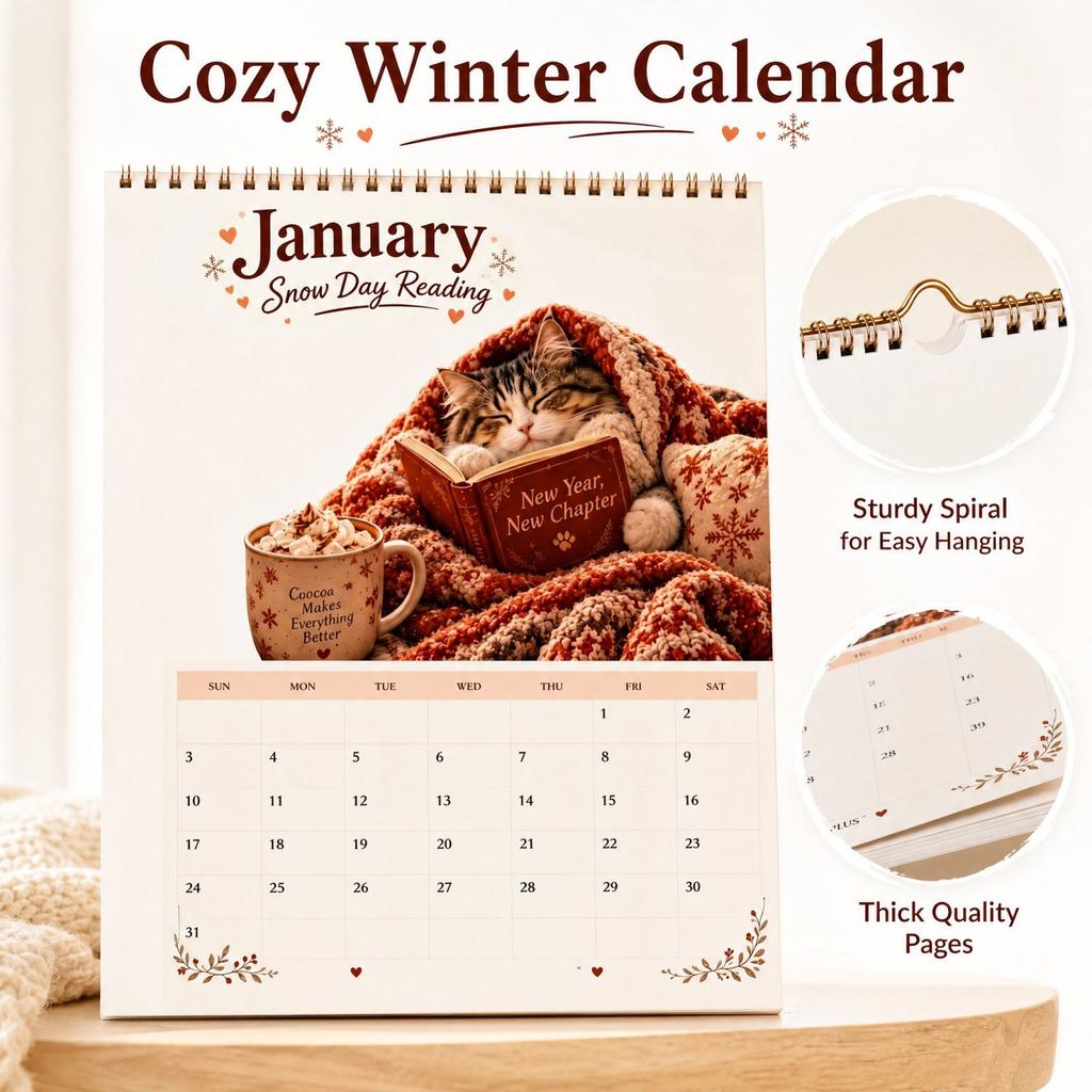 2027 Reading Wall Calendar for Lovers, Monthly Reading Illustrations