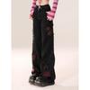 Calça jeans feminina preta gótica larga Harajuku Y2k estética borboleta calças jeans coreanas calças jeans vintage roupas trashy