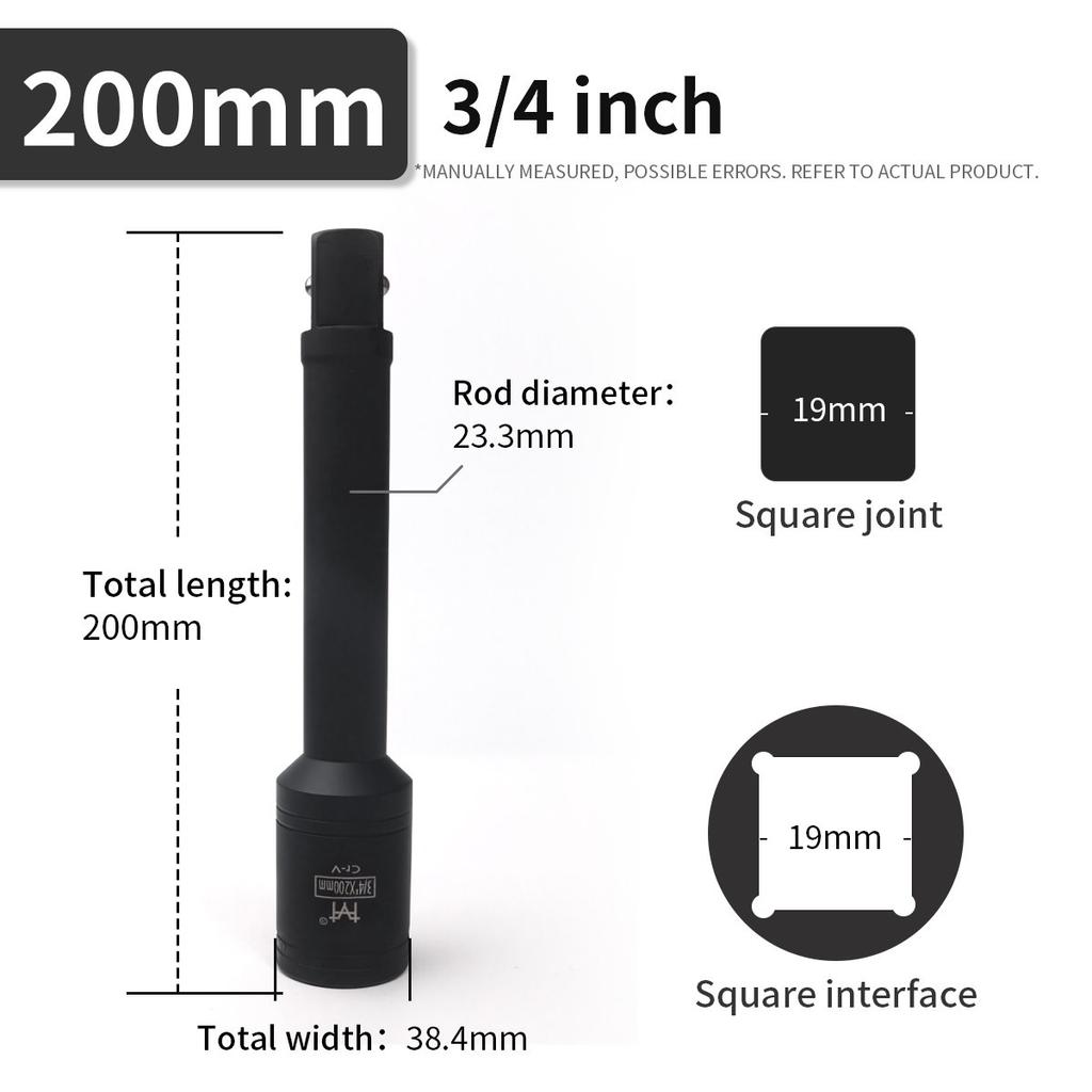 1Pc Heavy Duty Long Extension Bar Ratchet Wrench Impact Socket Extender Pneumatic Tool  1/2 3/4 1 Inch 75 125 150 200 300 400mm