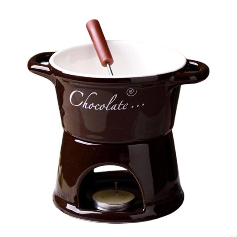 Mxla Microwave Safe Ceramic Fondue Cup For Melting Chocolate Cheese Butter And Caramel