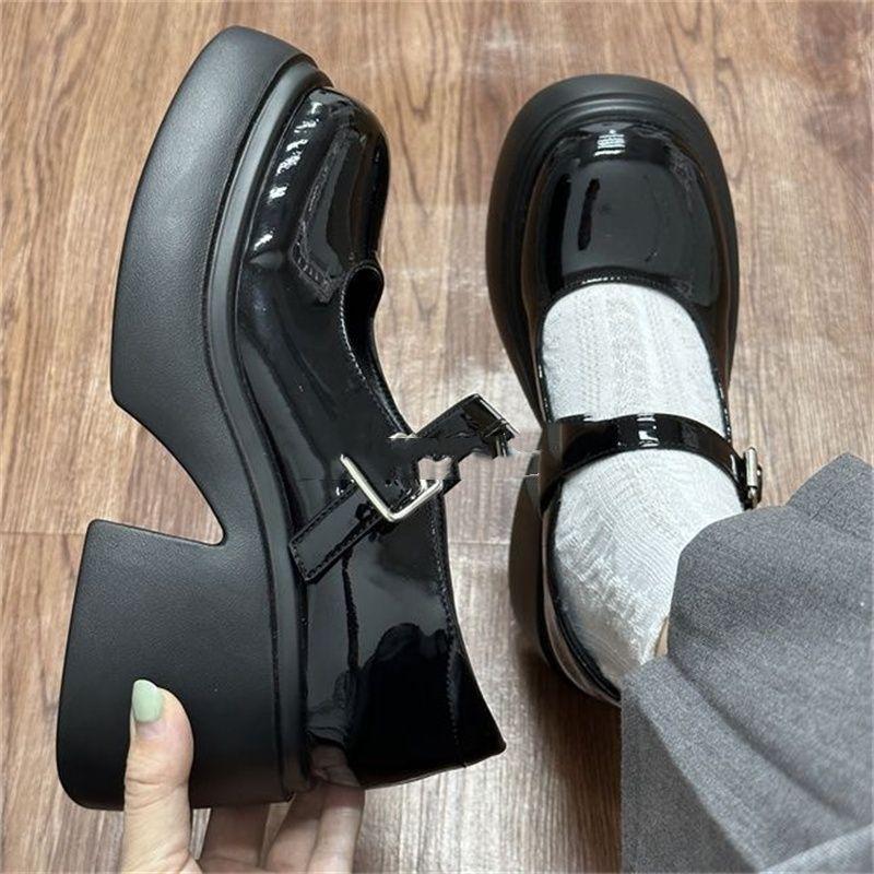 Thick-soled Heightening Small Leather Shoes High-heeled Mary Jane Shoes Women's 2025 Spring and Summer New College Style Jk Shoes Uniform Single Shoes