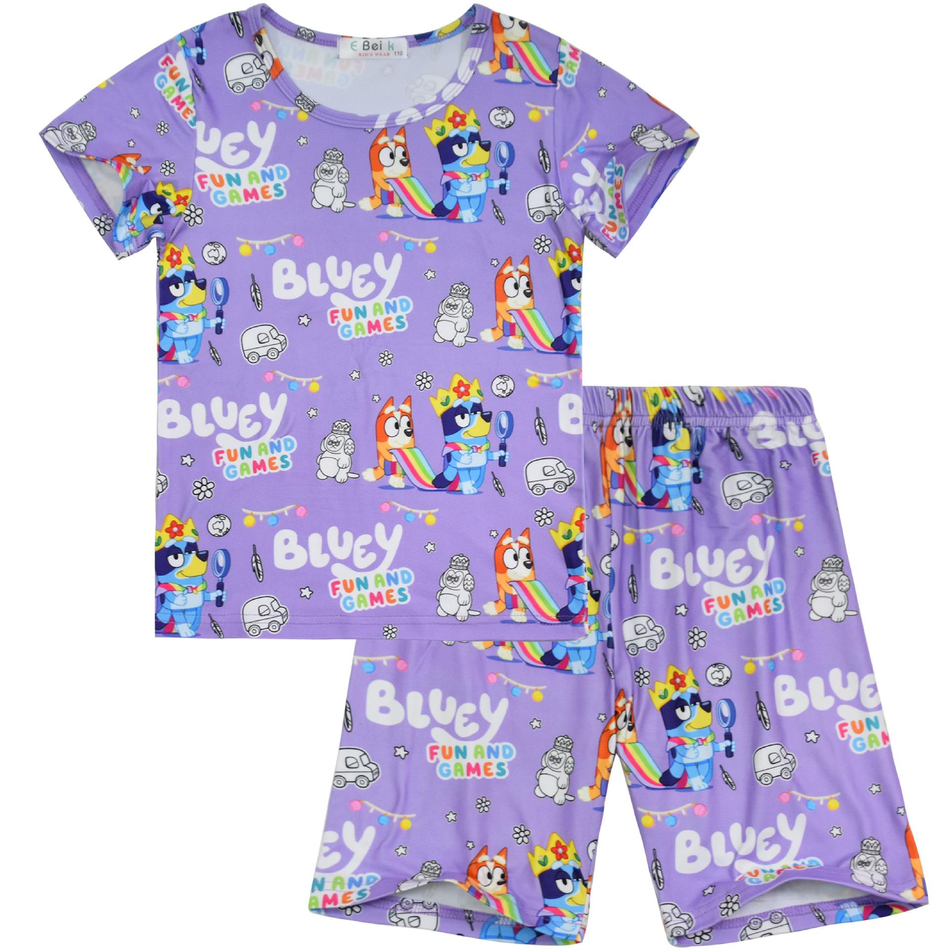 

Cartoon Printed Children S Set, Baby Loungewear Pajamas Short-Sleeved Top + Pants Set 819 100