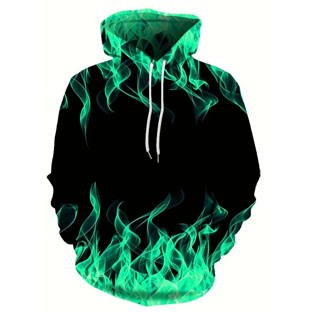 New Creative Flame 3D Print Hoodie Cool Hoodies For Man Spring Autumn Pullover Hooded Sweatshirt Oversized Harajuku Y2k Clothes