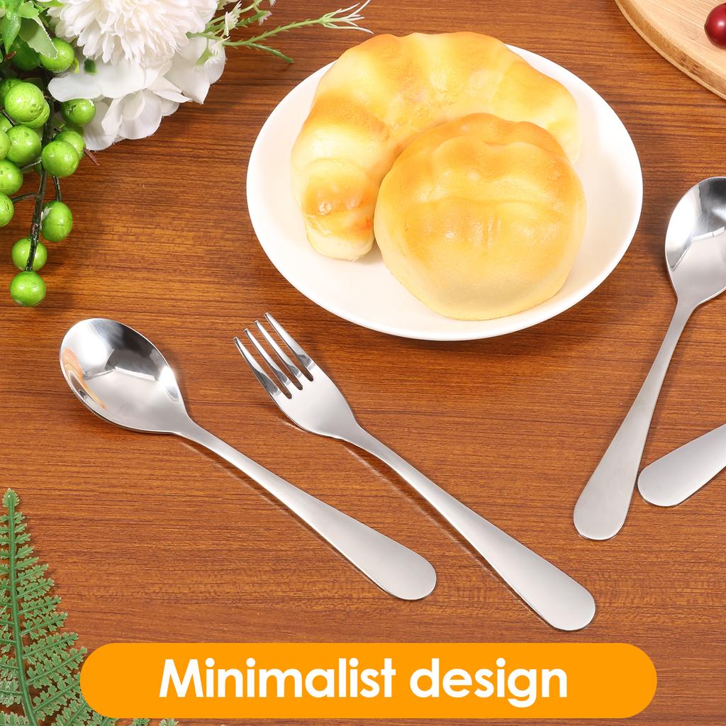 10 Pcs 304 Stainless Steel Kids Utensil Set Children Fork and Spoon Set Rustproof Kids Silverware for Home School and Restaurant