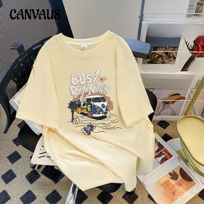 Cotton Short-sleeved T-shirt Women's Summer Loose Plus Size Cute Half-sleeved Tops