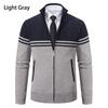 2024 Men's Fleece-Lined Color Block Cardigan Sweater for Autumn/Winter