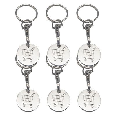 6pcs With Carabiner Hook Trolley Coin Keyring Supermarket Shopping Cart Token Holder