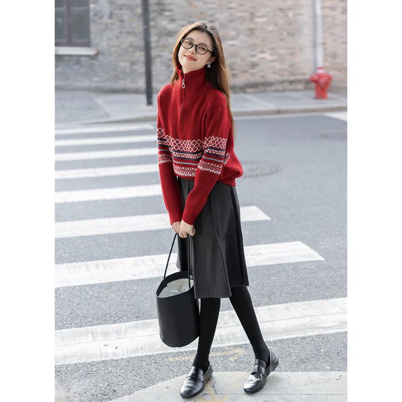 Mocana Women's Jacquard Half-Zip Striped Knit Sweater