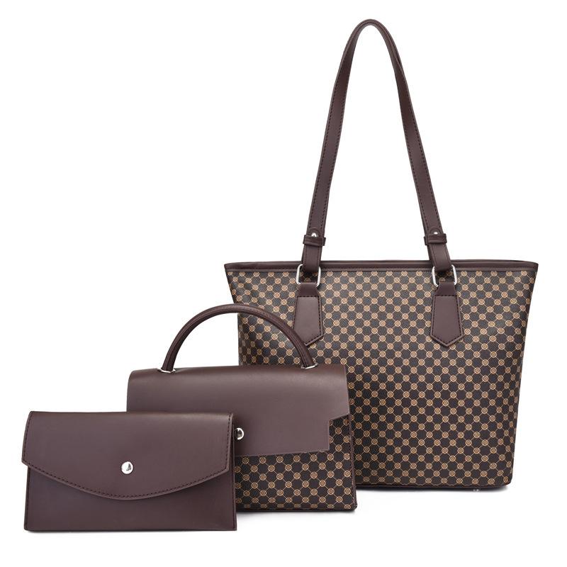 

Большая вместимость, новая женская сумка, комплект из трех предметов, женская сумка-тоут, сумка через подмышку, женская сумка через плечо, кошелек, сумка для карт