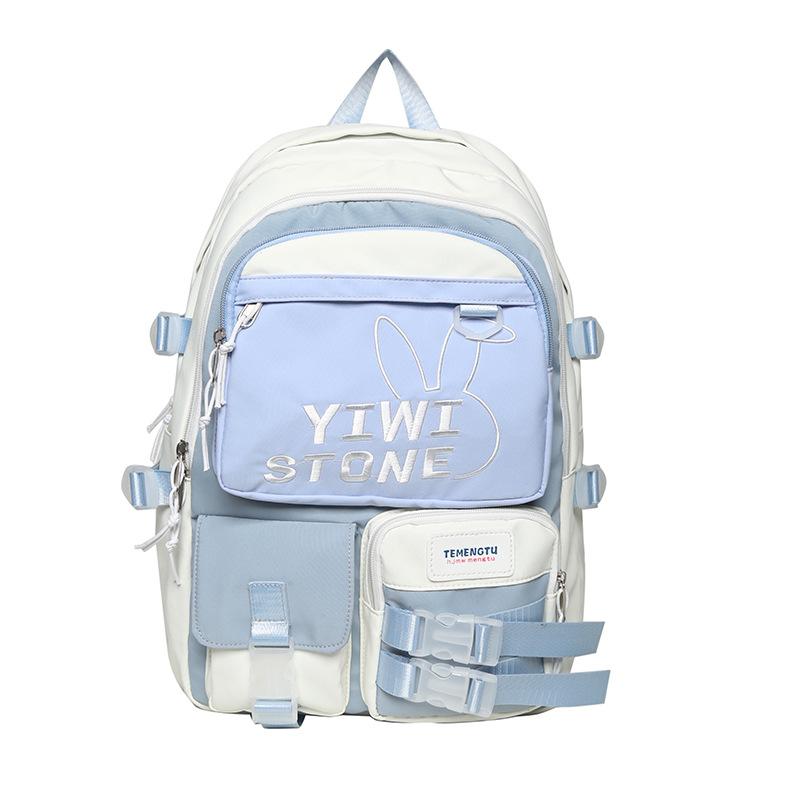 Cute versatile color matching schoolbag backpack new campus contrasting color middle and high school students large-capacity backpack