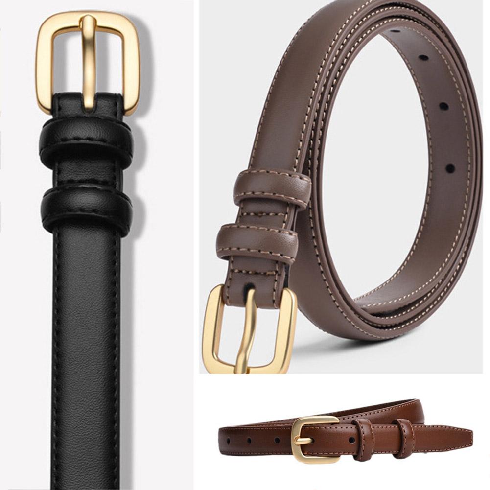 Fashion Genuine Leather Alloy Needle Buckle Black Belt Jeans Simple And Women's Accessories Ver D5G3