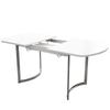 Extendable Dining Table 140/180 x 80 cm, Modern Style, High-Strength Alloy Bracket, Suitable for 4-6 People, White + Silver-Plated Table Legs