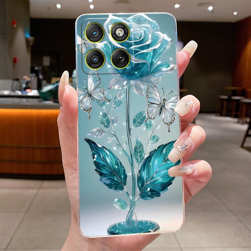 Case For Motorola Edge 70 5G Casing XT2601-2 XT2603-2 Fashion Butterfly Flower Transparent Cover For Motorola Edge 70 Phone Case