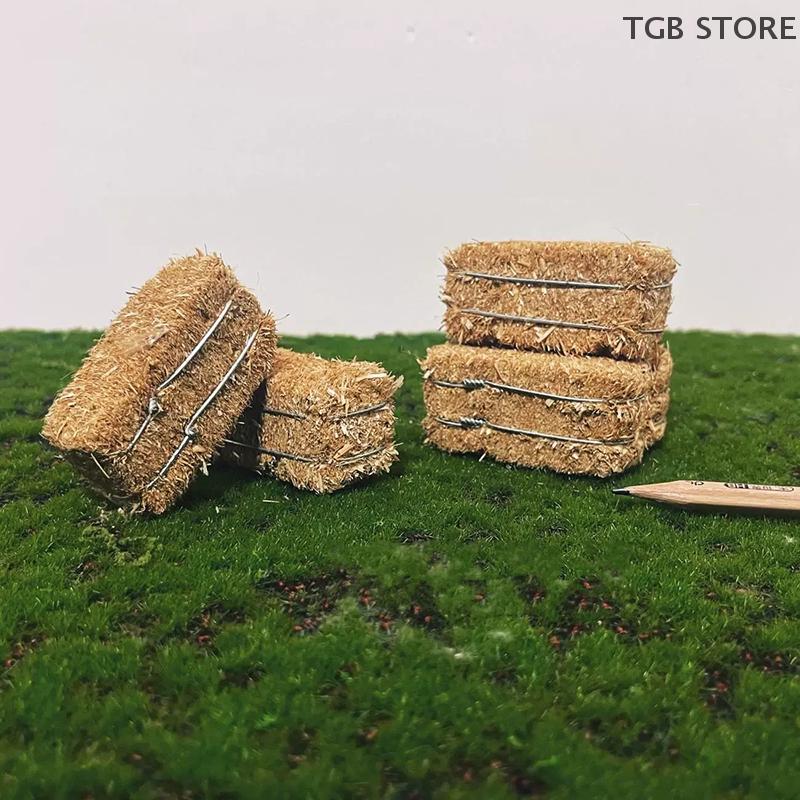 6Pcs Mini Hay Blocks Hay Bales Stackable Fake Haystacks Miniature Country Farm Decor