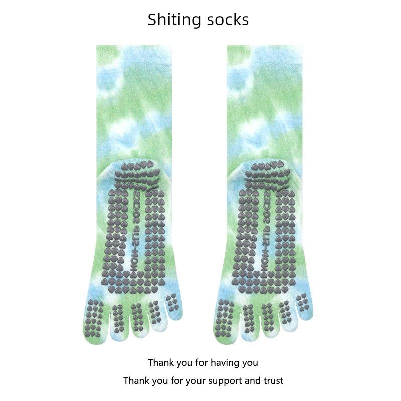 

Новое поступление Носки для йоги тай-дай Детские гольфы Профессиональные нескользящие носки для пилатеса с пальцами Носки для фитнеса в помещении Атлетические носки Light green