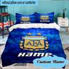 Custom Name Argen-tina Football Crest Bedding Set 3pcs, Bedding Set Including 1pc Duvet Cover And 2pcs Pillowcases for Bedroom, Dormitory Gift