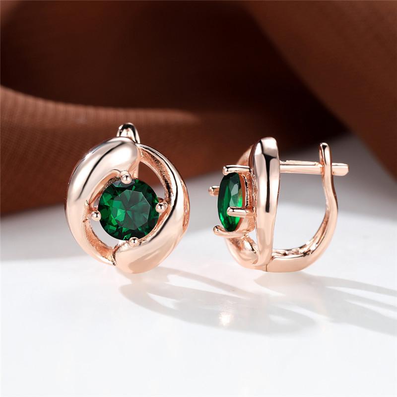 

Разноцветные серьги круглой огранки с розовым, красным, синим, фиолетовым камнем, серьги-капли цвета розового золота, серьги для вечеринок, простые модные серьги-кольца с радужным камнем зелёный