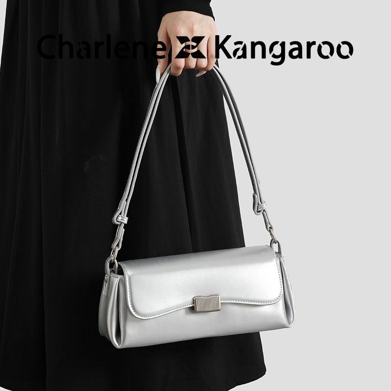 

[Valentine s Day Gift] Original Fancy Silver Underarm Bag Sexy Work Clothing All-Matching Genuine Leather Shoulder Messenger Bag Cool Silver