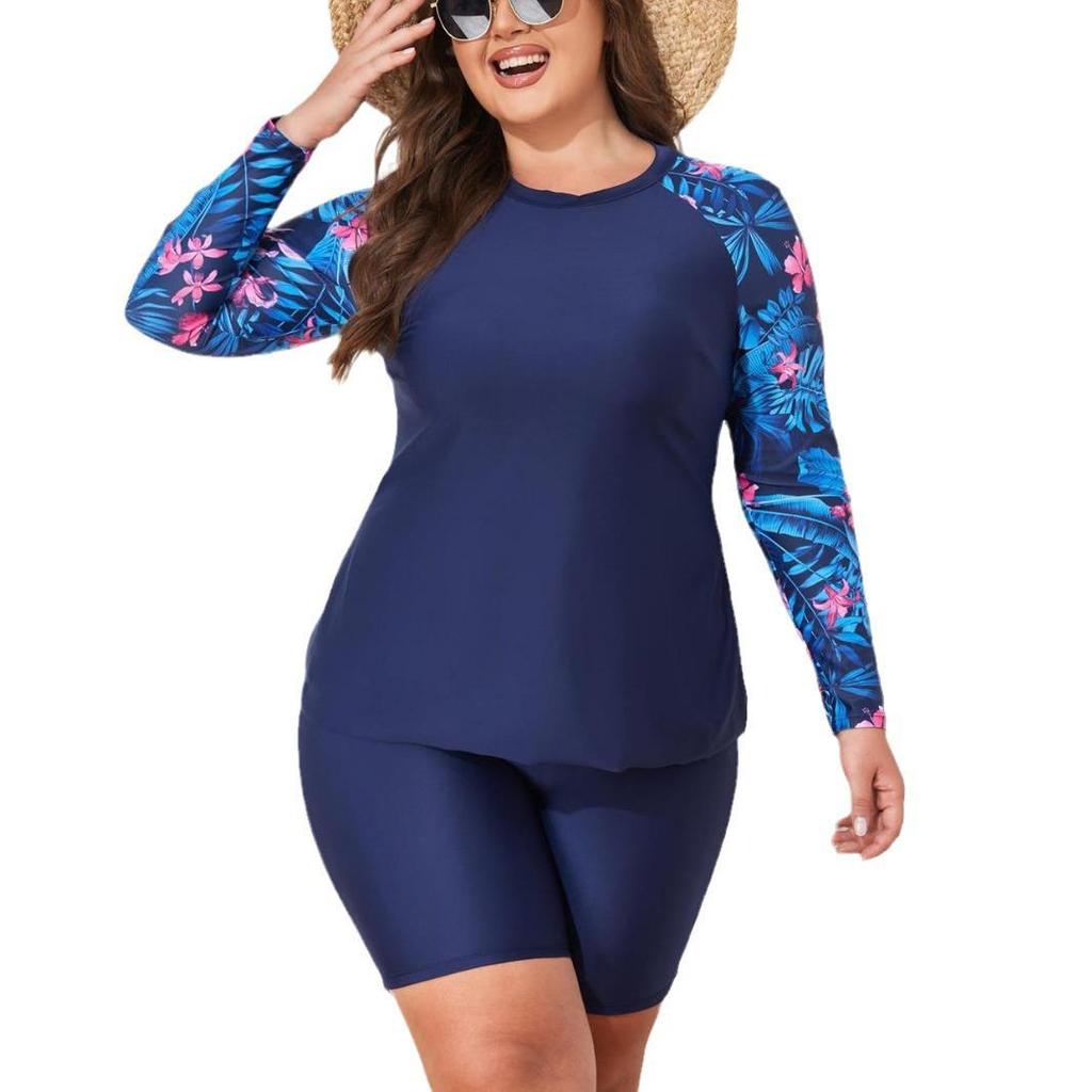 2025 Damen Übergröße Langarm Zweiteiliger Tankini Badeanzug