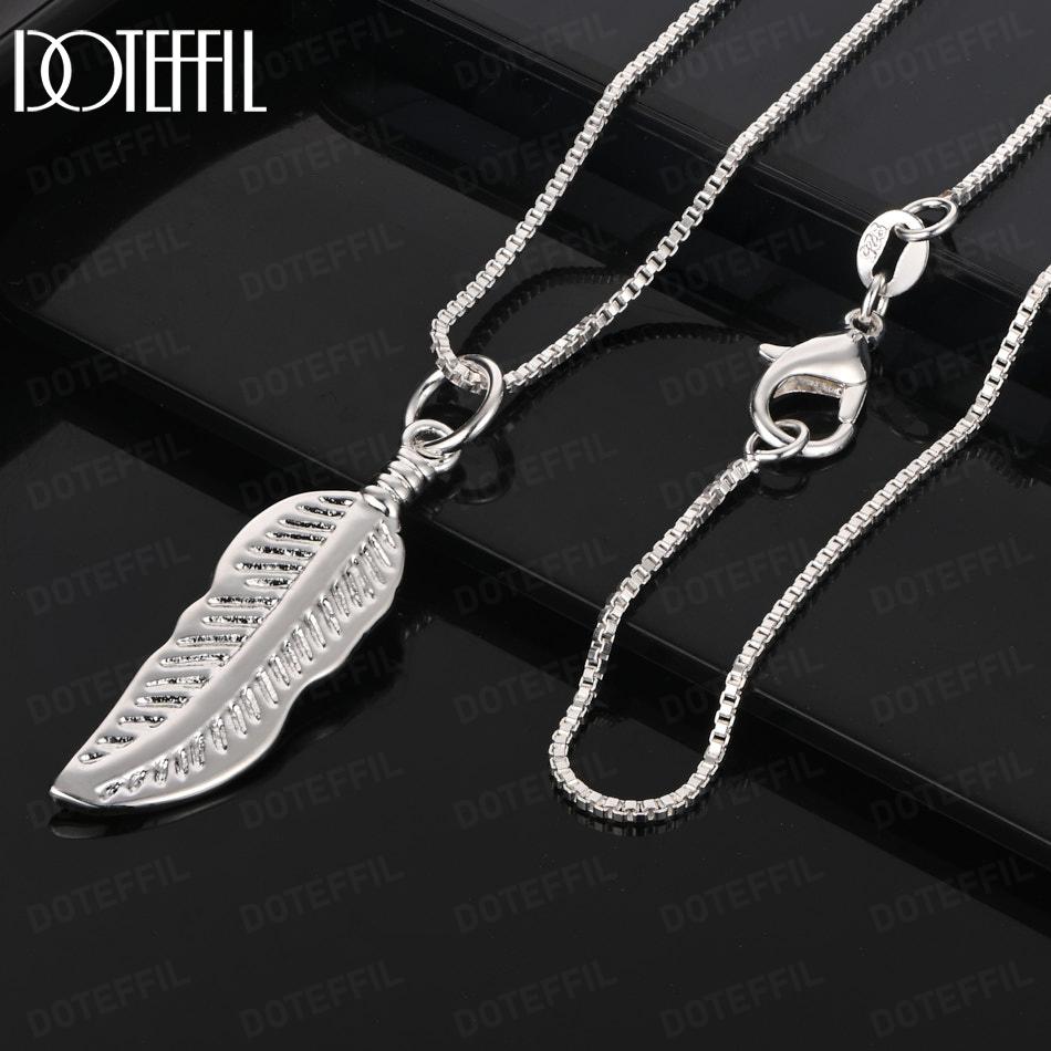 925 Sterling Silver Fashion Necklace Leaf Pendant Jewelry