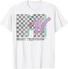 MTV Checkered Distressed Retro Logo Short Sleeve T-Shirt