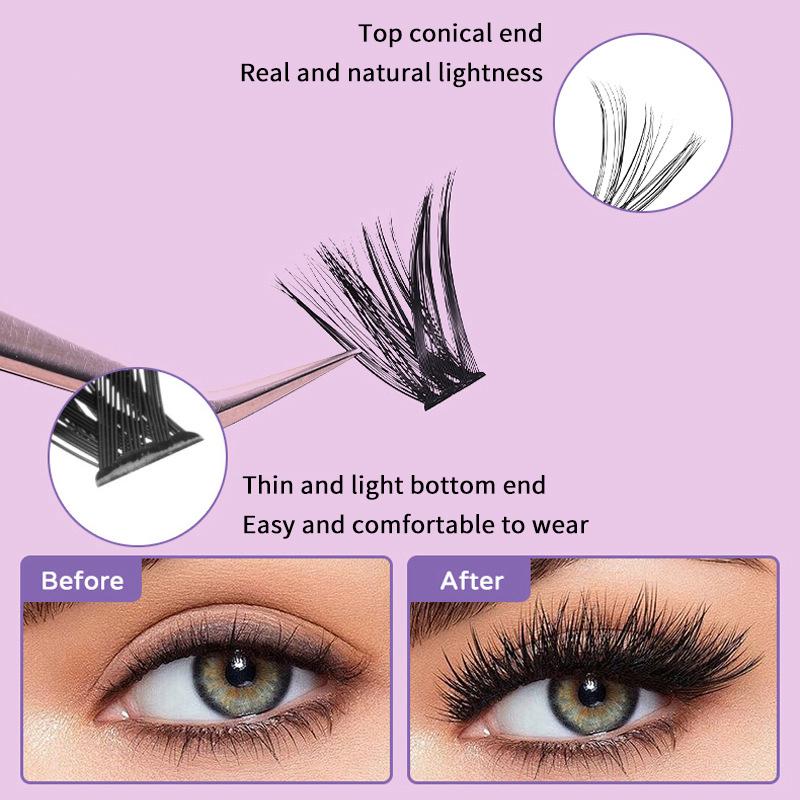 Lightweight Cluster Lash Kit 30D 40D 50D 60D Natural Eyelash Extensions Segmented Volumizing Lashes for Daily Wear Home Use