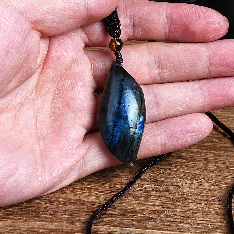 Natural Labradorite Moonstone Women Neckalce Freeform Blue Moon Men Pendants Necklaces Bracelet Accessories Jewelry