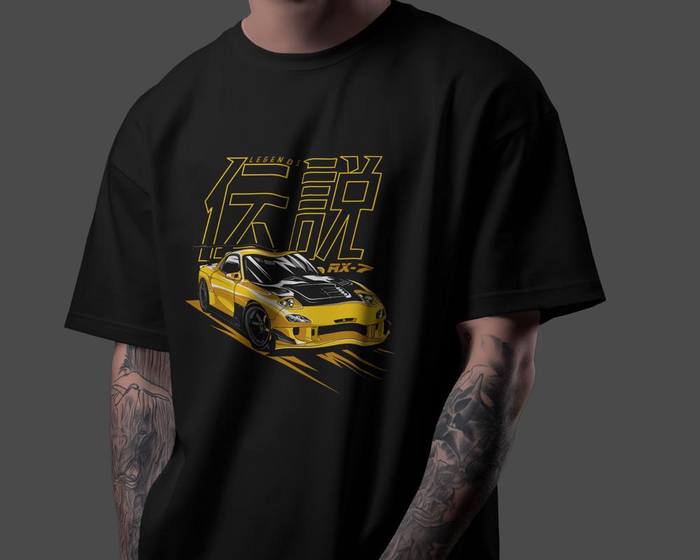 

Футболка с фан-артом RX-7, 100% хлопок, JDM, роторный дрифт-кар, графическая, унисекс 2XL