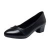 Soft Leather Single Shoes Women's Low-heeled Spring and Summer Soft-soled Comfortable Non-slip Fashion Leather Shoes Women's Shoes Mid-heel Work Shoes