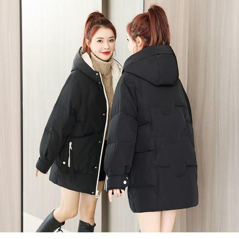 Fashionable and Warm Mid-length Down Cotton-padded Jacket, Loose and Casual Cotton-padded Jacket for Women Winter