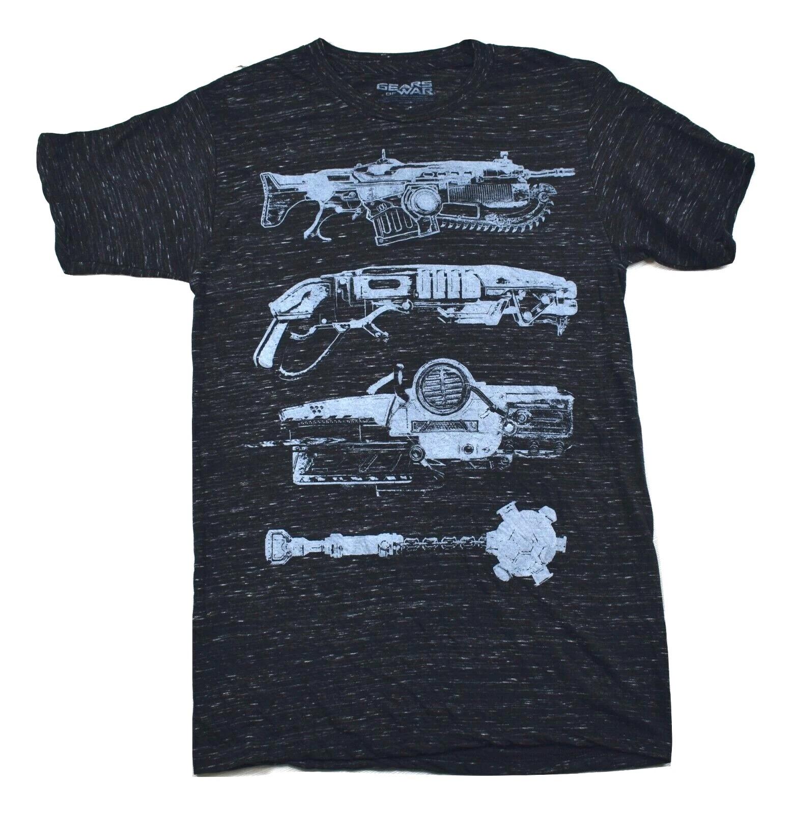 Gears Of War Мужская футболка с принтом оружия Хизер Блэк Новая Средняя 4XL