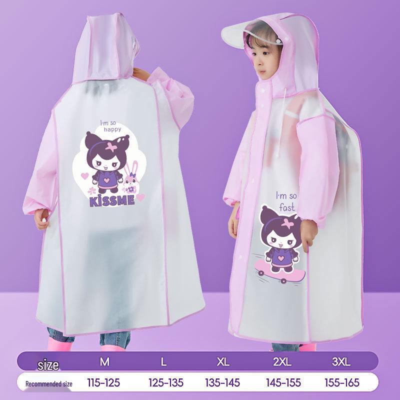 Children's Cartoon Raincoat with Backpack Slot - Large, Full-Body for Primary Students