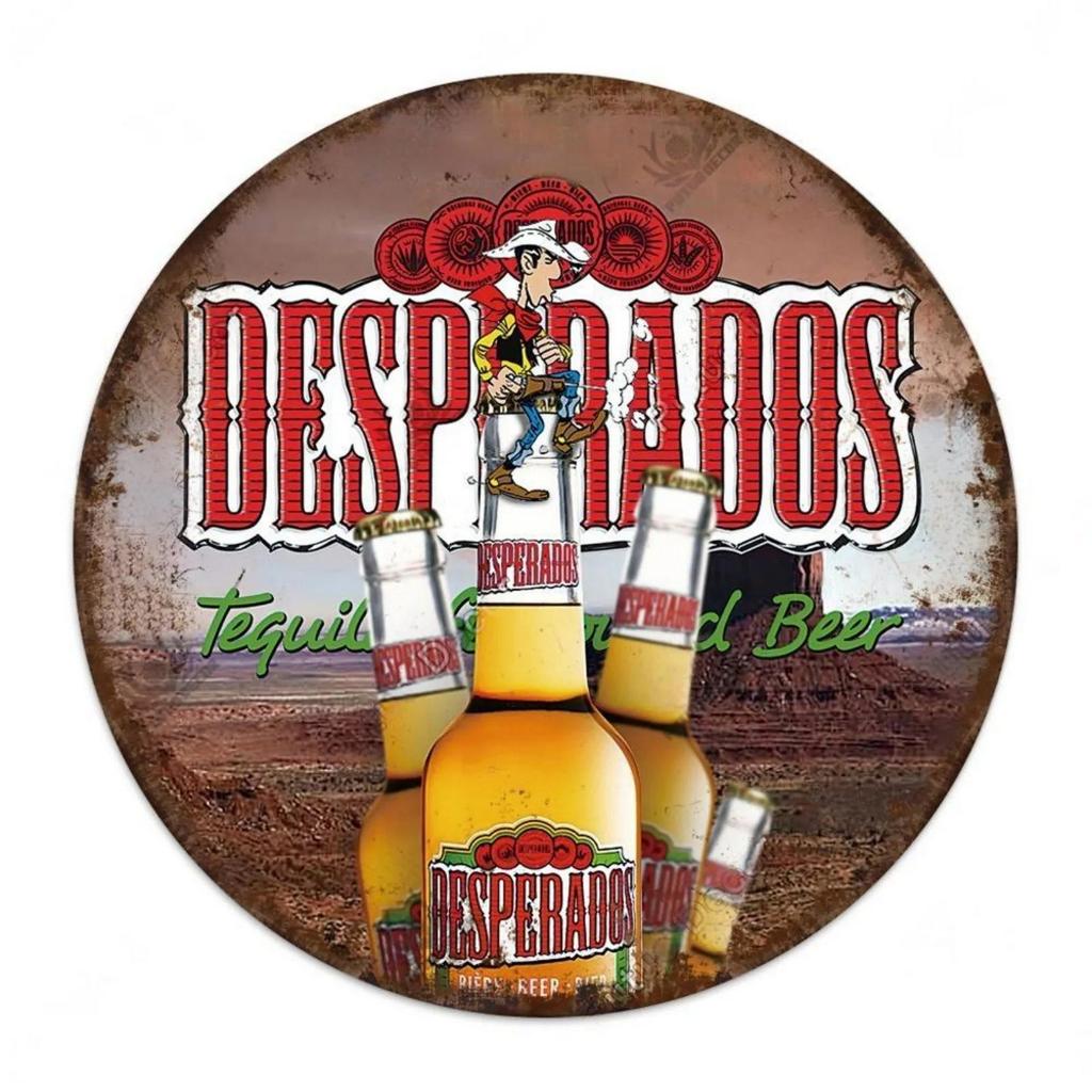 Vintage Retro Beer Rum Brand Round Tin Sign Set Classic Alcoholic Beverage Wall Decor for Bar Pub Man Cave Kitchen Home Beer