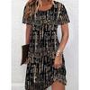 Fashion Women's Crew Neck Dress 3D Casual Color Printing Casual Dress Crew Neck Dress