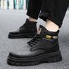 High Quality Men's Boots New Trendy British Style High Top Men's Shoes Casual Soft Soled Workwear Leather Boot Waterproof Boots