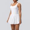 NEW Bare Feel Sports Dress with Pocket,anti-exposure,tennis Wear with Bra Pads,gym Suit,yoga,running, Sports Trends, Cycling Dress White