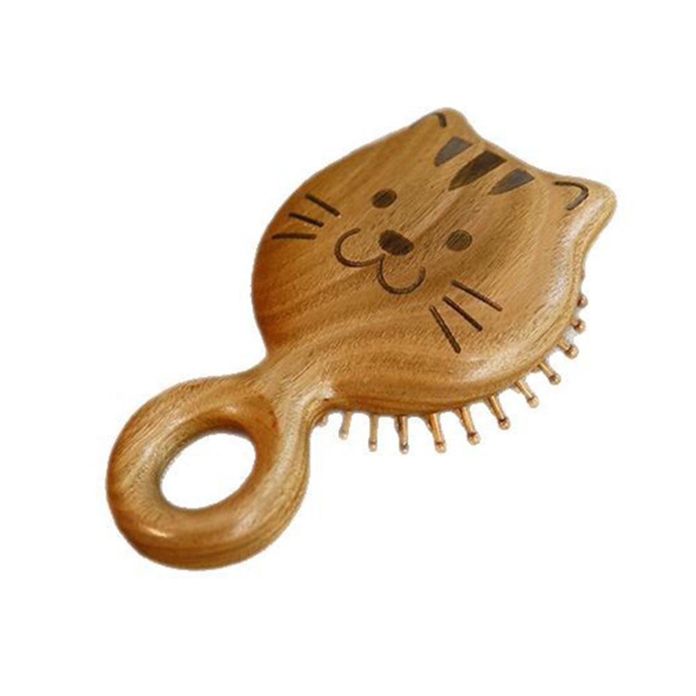 Cute Sandalwood Sandalwood Hair Comb Anti Static Wooden Wood Comb Cat Shaped Paddle Cushion Hair for Women