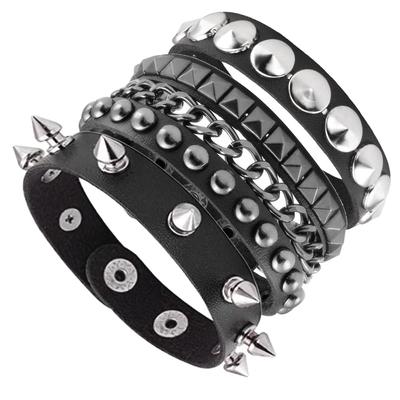 Nowe czarne Goth Emo bransoletki Boho dla kobiet mężczyzn Punk Gothic Spike nity PU skórzana bransoletka bransoletki Party biżuteria prezent