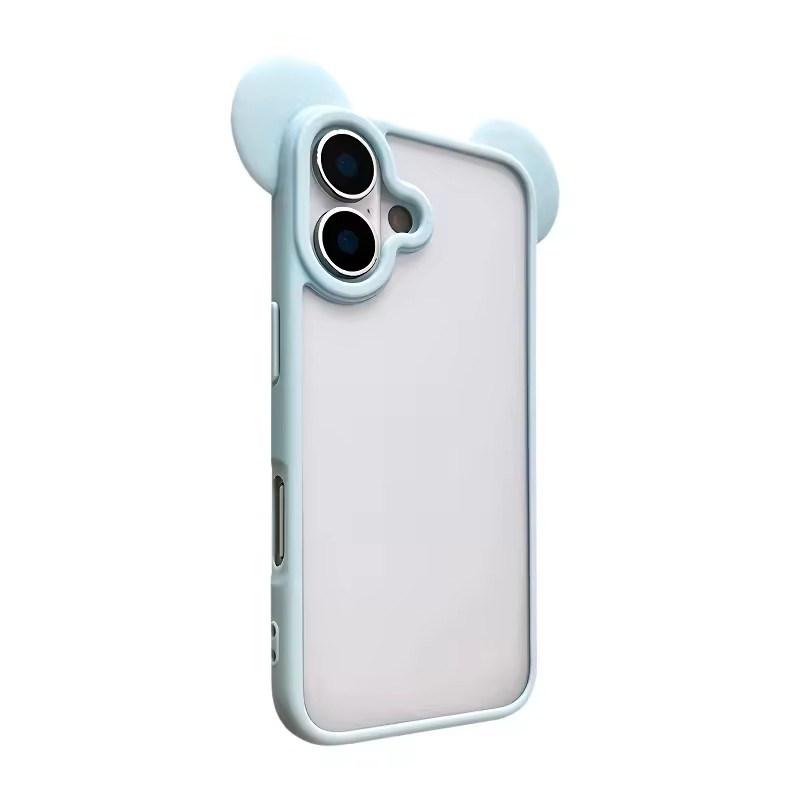 Cute 3D Animal Ears Acrylic Clear Phone Case For iPhone 17 Air 16 15 14 Plus 13 12 Pro Max Transparent Back Cover