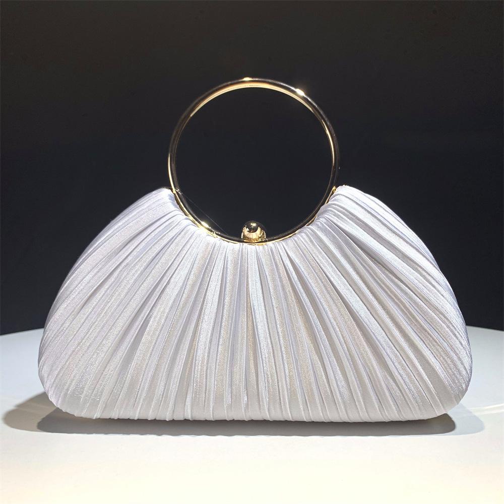 

Women s Pleated Evening Bag Handbag with Chain Elegant Shoulder Bag Dressy Clutch Purse for Wedding Party Prom Crossbody Bag for Women Handle Satchel one size срібний