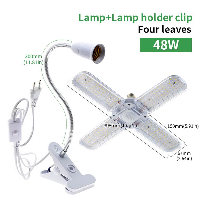 24W 36W 48W Katlanabilir LED Büyümek Işık Tam Spektrum E27 Bitki Büyüyen Işık Phytolamp Ampul Kapalı Bitkiler Için Çiçek Fide