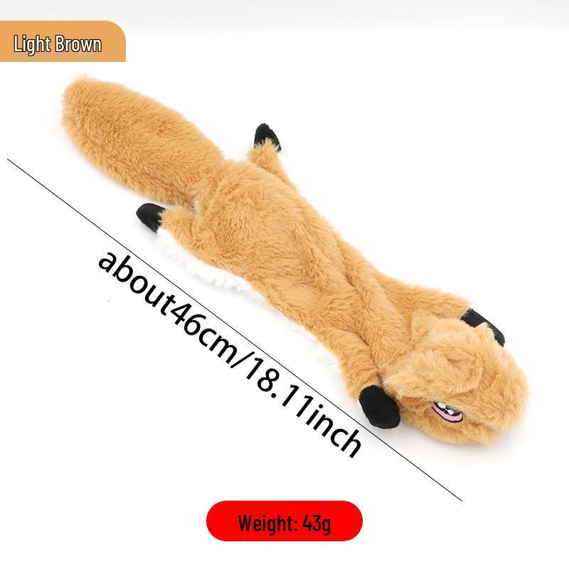 Plush Leather Squirrel Dog Toy with Sound for Teething and Self-Play