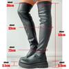 Damen Plateau Oberschenkelhohe Stiefel Mode Schlanke Klobige Absätze Overknee Stiefel Damen Partyschuhe Frau