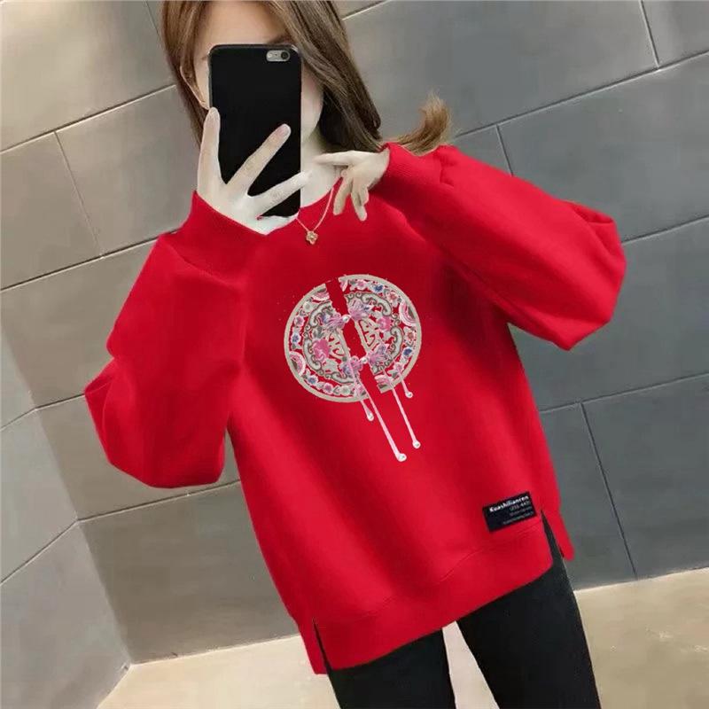 Plus Size Women's Velvet Thick Sweatshirt: Autumn/Winter Loose Fit, Slimming, & Fashionable
