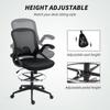 Drafting Chair with Flip-up Armrest, Mesh Office Stool with Foot Ring, 360 Degree Swivel Height Adjustable Chair for Standing Desk, Black