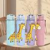 1PC Cartoon Giraffe 750ml Color Plastic Sports Water Bottle Leakproof Flip Straw Lid Suitable for Sports Office Home Use