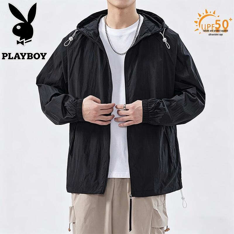 PLAYBOY Men s Summer Lightweight Hooded Sun Protection Jacket S