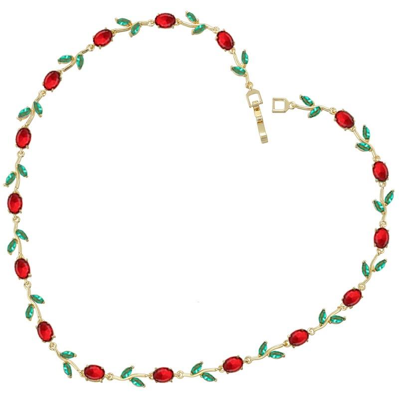 Light Luxury AAAAA Zircon Bracelet & Necklace Women's Exquisite Tulip Plant Design Jewelry Set