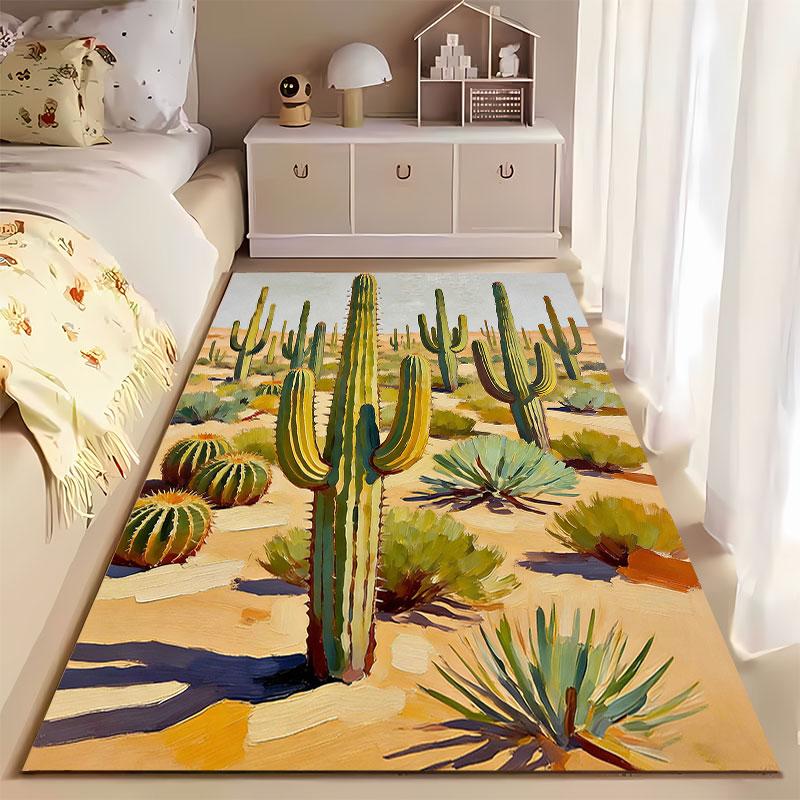 Desert Cactus Landscape Carpet suitable as a non-slip mat for the living room or bedroom sofa