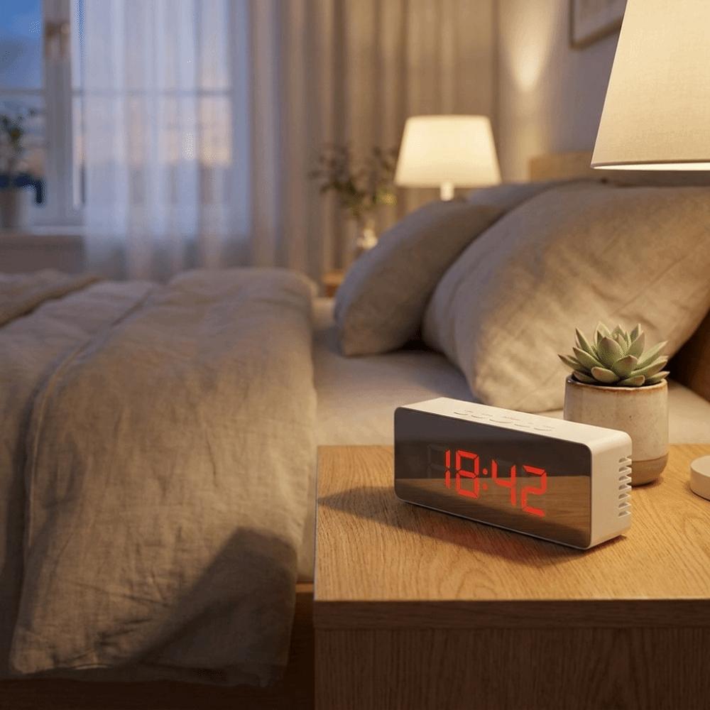 Night Light Digital Alarm Clock Multi-Functional Desktop Table Clock Fashion Mirror Clock  Bedroom